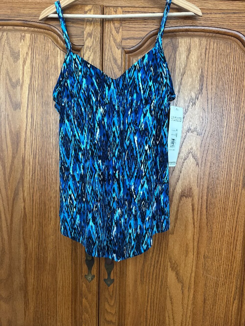 Blue Pattern Women's Swim Tankini Top